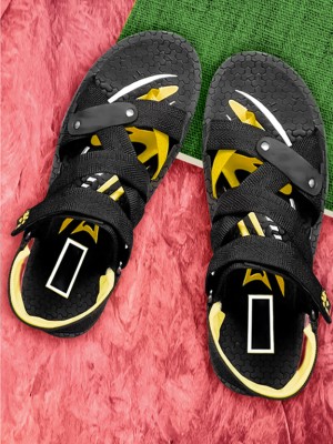 Kzaara Men Sandals(Yellow, Black , 6)