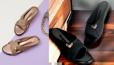 hunyza footwear Women Flats(Black, Gold , 5)