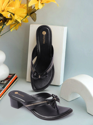 Divastri PT-S-27 Lightweight Comfort Summer Trendy Premium Stylish Party disigin Women Heels(Black , 3)