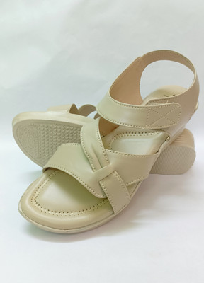 Aqe India Women Wedges(Beige , 5)