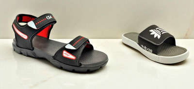 Classica Men Sandals(Grey, Black, Red , 7)