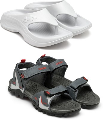 asian Men Sports Sandals(Red, Grey , 6)