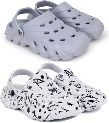 KAPYANSH Men Combo Pack of 2, Ultra cushion, Flipflops, Slipper, Slides, Sandal, Clogs Men Casual(Grey, White , 9)