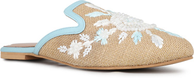 Inc.5 Casual Printed Toe Flats Mules Women Flats(Blue , 5)