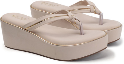 DELY BELY Women Wedges(Beige , 3)