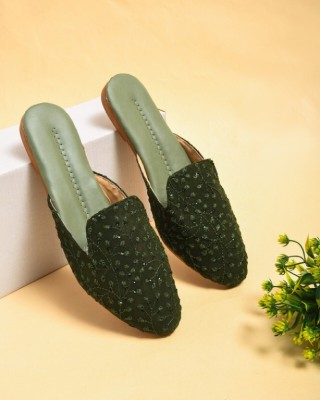 Facollection Women Flats(Green , 8)