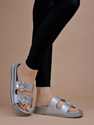 SHOETOPIA Women Flats(Silver , 8)