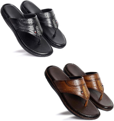 Walkivo Men Sandals(Black, Tan , 10)
