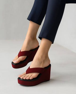 GG360 Women Wedges(Maroon , 6)