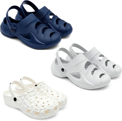 Golf Men Clogs(Blue, Grey, White , 6)