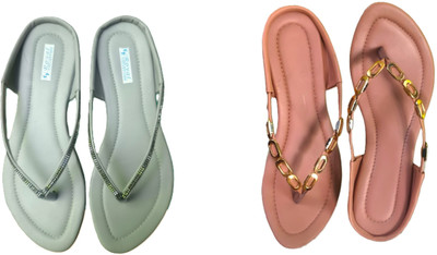 Nicesteps Women Flats(Grey, Brown , 8)