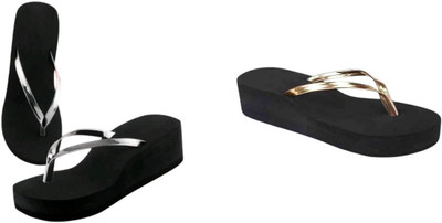 kishu Women Flats(Gold, Silver, Black , 3)