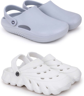 KAPYANSH Men Combo Pack of 2, Ultra cushion, Flipflops, Slipper, Slides, Sandal, Clogs Men Casual(Grey, White , 9)