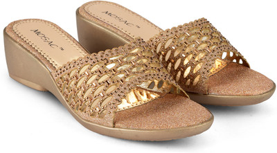 MOSAC Women Wedges(Gold , 5)