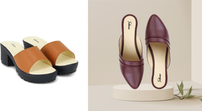 Todhwear Women Heels(Maroon, Tan , 5)