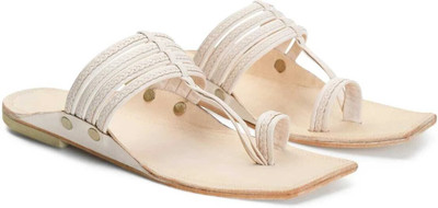 STEPHORN Leather Kolhapuri Slippers For Men Stylish & Comfortable Men Flats(White , 10)