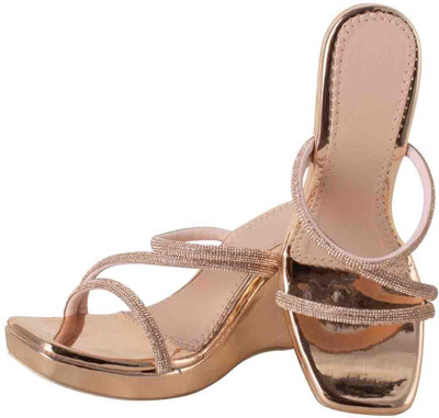 mp collection Women Wedges(Gold , 3)