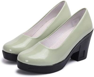 KOMOPT Women Heels(Grey, Black , 7)