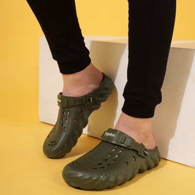 yoho Wavy Clogs Men Clogs(Olive , 8)