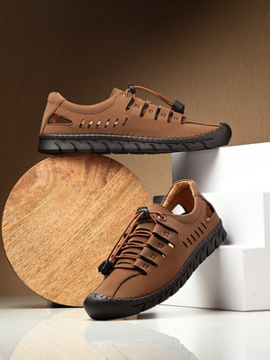 BUCIK BCK1090 Lightweight Comfort Extra Soft Summer Trendy Premium Stylish Party Men Sandals(Brown , 6)