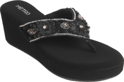 METRO Women Wedges(Black , 8)
