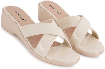 IKAGI Women Wedges(Off White , 8)