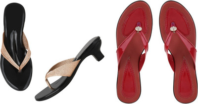 kishu Women Heels(Red, Brown , 8)