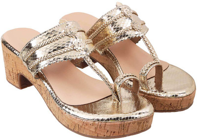 METRO Women Heels(Gold , 8)