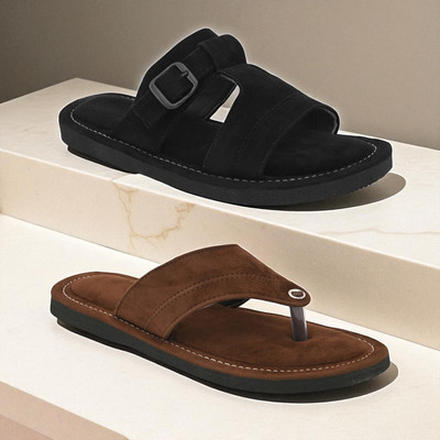 rajeraj Men Sandals(Black, Brown , 9)