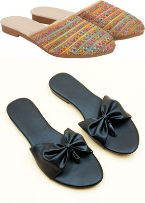 RTC ROYAL TRADING COMPANY Women Flats(Multicolor, Black , 4)