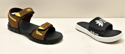 Classica Men Sandals(Black, Brown , 8)