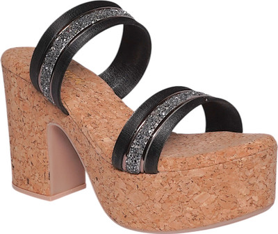 HAUTE WALK Women Heels(Black , 8)