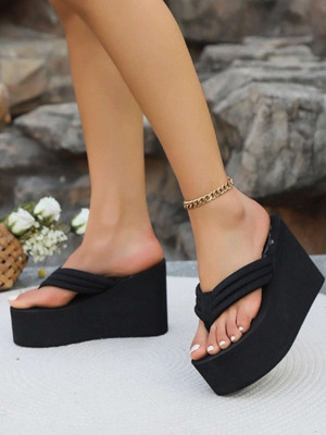 Nucado Women Wedges(Black , 4)