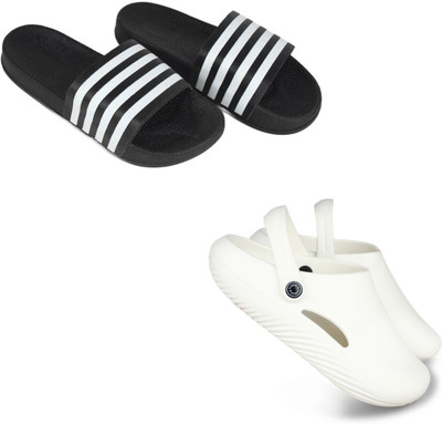 Vomoya Men Sandals(Black, White , 9)