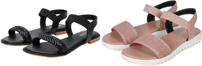 Kuhu Creations Women Flats(Pink, Black , 5)