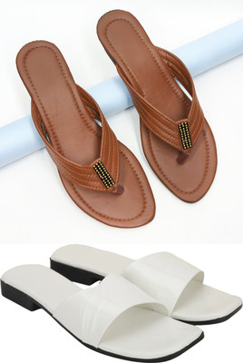 RTC ROYAL TRADING COMPANY Women Flats(White, Pink , 7)