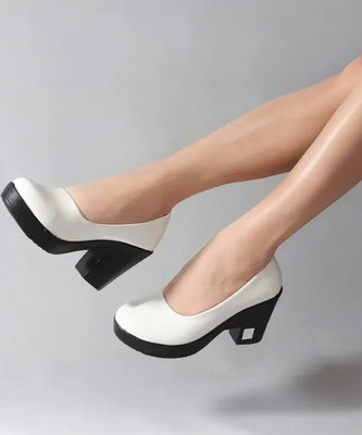 KOMOPT Women Heels(White , 6)