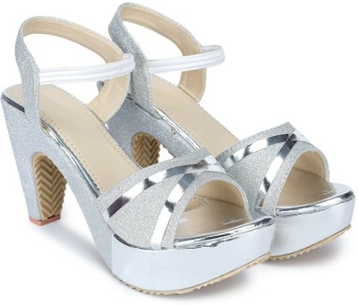 Digni Women Heels(Silver , 8)