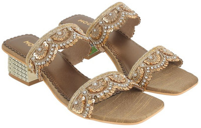 MOCHI Women Heels(Gold , 5)
