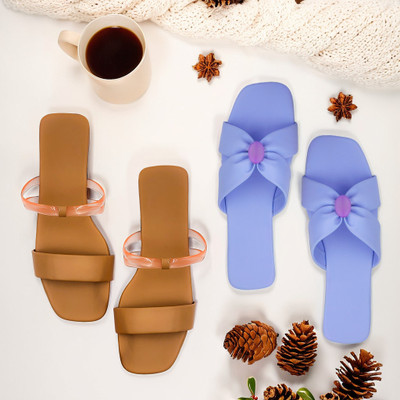 SAYERA Women Flats(Brown, Purple , 6)