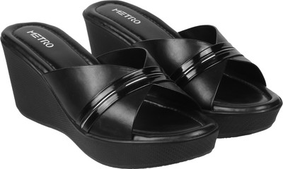 METRO Women Wedges(Black , 8)