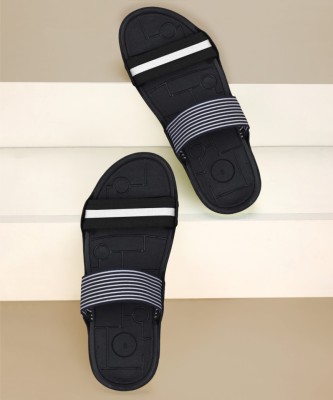 WEAPON Men Sandals(Black, White , 6)