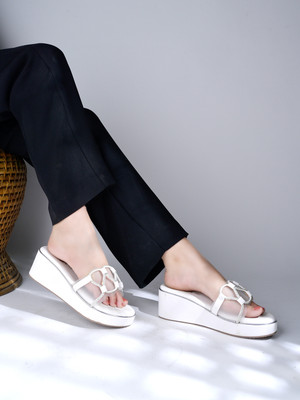 SHOETOPIA Women Wedges(White , 6)