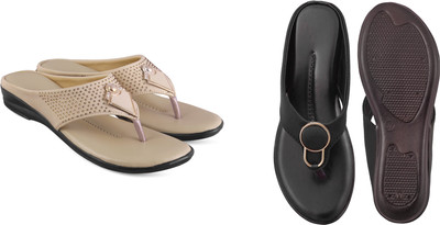 hunyza footwear Women Flats(Beige, Brown , 7)