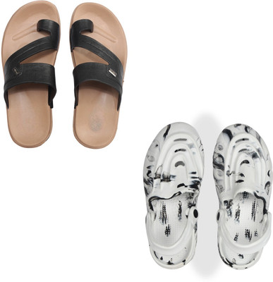 Vomoya Men Sandals(Black, White , 10)