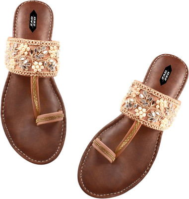 PZ MIR Women Flats(Beige, Brown , 9)