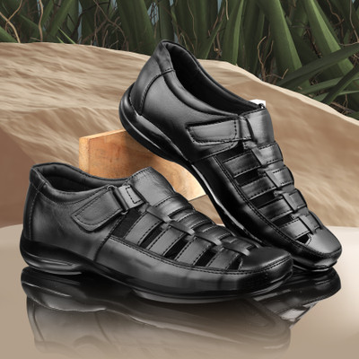 OLKRANT Men Sandals(Black , 7)