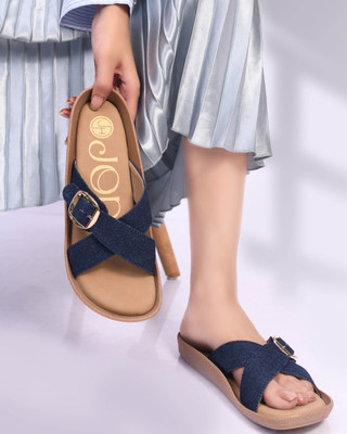 jodyhub Women Flats(Blue, Beige , 6)