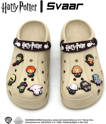 Svaar Harry Potter Magical Clogs for Men|10 Charms Included |with Signature Logo Strap Men Clogs(Beige , 6)
