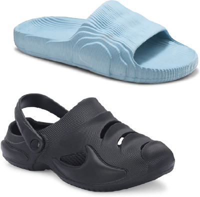 Cogs Men Sandals(Blue, Black , 8)